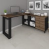 Mesa Escrivaninha Em L Versatil 4 Nichos 3 Gavetas 160X137 cm Ipe Preto Artany