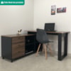 Mesa Escrivaninha Em L Versatil 4 Nichos 3 Gavetas 160X137 cm Ipe Preto Artany