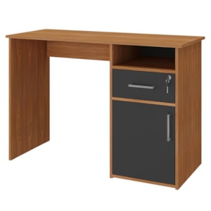 Mesa Escrivaninha Escritorio 1 Gaveta 1 Nicho 1 Porta 110 cm Freijo Preto Artany