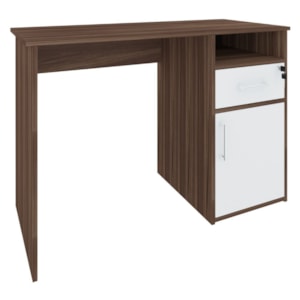 Mesa Escrivaninha Escritorio 1 Gaveta 1 Nicho 1 Porta 110 cm Ipe Branco Artany