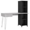 Mesa Escrivaninha Escritorio 1 Gaveta 4 Nichos 138 cm Concreto Preto Artany