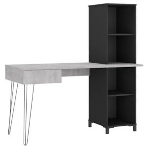 Mesa Escrivaninha Escritorio 1 Gaveta 4 Nichos 138 cm Concreto Preto Artany