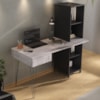 Mesa Escrivaninha Escritorio 1 Gaveta 4 Nichos 138 cm Concreto Preto Artany
