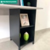 Mesa Escrivaninha Escritorio 1 Gaveta 4 Nichos 138 cm Concreto Preto Artany
