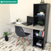 Mesa Escrivaninha Escritorio 1 Gaveta 4 Nichos 138 cm Concreto Preto Artany