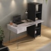 Mesa Escrivaninha Escritorio 1 Gaveta 4 Nichos 138 cm Concreto Preto Artany