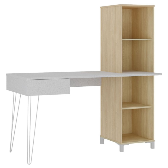 Mesa Escrivaninha Escritorio 1 Gaveta 4 Nichos 138 cm Terrazza Carvalho Artany