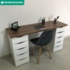 Mesa Escrivaninha Escritorio 10 Gavetas 136 cm Nogal Branco Artany