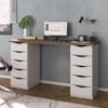 Mesa Escrivaninha Escritorio 10 Gavetas 136 cm Nogal Branco Artany
