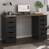 Mesa Escrivaninha Escritorio 10 Gavetas 136 cm Nogal Preto Artany