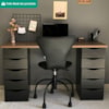 Mesa Escrivaninha Escritorio 10 Gavetas 136 cm Nogal Preto Artany