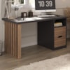 Mesa Escrivaninha Escritorio 2 Gavetas 1 Nicho 142 cm Nogal Preto Artany