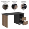 Mesa Escrivaninha Escritorio 2 Gavetas 1 Nicho 142 cm Nogal Preto Artany