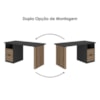 Mesa Escrivaninha Escritorio 2 Gavetas 1 Nicho 142 cm Nogal Preto Artany