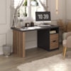 Mesa Escrivaninha Escritorio 2 Gavetas 1 Nicho 142 cm Nogal Preto Artany