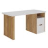 Mesa Escrivaninha Escritorio 2 Gavetas 1 Nicho 142 cm Olmo Branco Artany