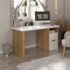 Mesa Escrivaninha Escritorio 2 Gavetas 1 Nicho 142 cm Olmo Branco Artany
