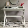 Mesa Escrivaninha Escritorio 3 Nichos 90 cm Branco Artany