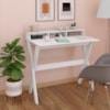 Mesa Escrivaninha Escritorio 3 Nichos 90 cm Branco Artany