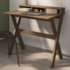 Mesa Escrivaninha Escritorio 3 Nichos 90 cm Nogal Artany