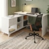 Mesa Escrivaninha Escritorio Em L 2 Gavetas 5 Nichos 145X128 cm Branco Artany