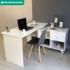 Mesa Escrivaninha Escritorio Em L 2 Gavetas 5 Nichos 145X128 cm Branco Artany