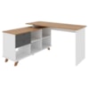 Mesa Escrivaninha Escritorio Em L 2 Gavetas 5 Nichos 145X128 cm Freijo Grafito Branco Artany