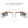 Mesa Escrivaninha Escritorio Em L 2 Gavetas 5 Nichos 145X128 cm Freijo Grafito Branco Artany