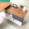 Mesa Escrivaninha Escritorio Em L 2 Gavetas 5 Nichos 145X128 cm Freijo Grafito Branco Artany