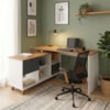 Mesa Escrivaninha Escritorio Em L 2 Gavetas 5 Nichos 145X128 cm Freijo Grafito Branco Artany
