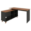Mesa Escrivaninha Escritorio Em L 2 Gavetas 5 Nichos 145X128 cm Freijo Preto Artany
