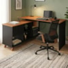 Mesa Escrivaninha Escritorio Em L 2 Gavetas 5 Nichos 145X128 cm Freijo Preto Artany