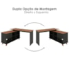 Mesa Escrivaninha Escritorio Em L 2 Gavetas 5 Nichos 145X128 cm Freijo Preto Artany
