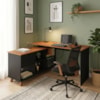 Mesa Escrivaninha Escritorio Em L 2 Gavetas 5 Nichos 145X128 cm Freijo Preto Artany