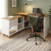 Mesa Escrivaninha Escritorio Em L 2 Gavetas 5 Nichos 145X128 cm Olmo Branco Artany