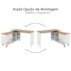 Mesa Escrivaninha Escritorio Em L 2 Gavetas 5 Nichos 145X128 cm Olmo Branco Artany
