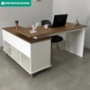 Mesa Escrivaninha Escritorio Em L 2 Gavetas 5 Nichos 145X128 cm Olmo Branco Artany