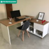 Mesa Escrivaninha Escritorio Em L 2 Gavetas 5 Nichos 145X128 cm Olmo Branco Artany