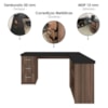 Mesa Escrivaninha Escritorio Em L 3 Nichos 3 Gavetas 154X116 cm Ipe Preto Artany