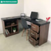 Mesa Escrivaninha Escritorio Em L 3 Nichos 3 Gavetas 154X116 cm Ipe Preto Artany