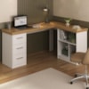 Mesa Escrivaninha Escritorio Em L 3 Nichos 3 Gavetas 154X116 cm Olmo Branco Artany