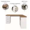Mesa Escrivaninha Escritorio Em L 3 Nichos 3 Gavetas 154X116 cm Olmo Branco Artany