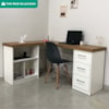 Mesa Escrivaninha Escritorio Em L 3 Nichos 3 Gavetas 154X116 cm Olmo Branco Artany