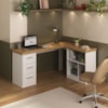 Mesa Escrivaninha Escritorio Em L 3 Nichos 3 Gavetas 154X116 cm Olmo Branco Artany