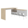 Mesa Escrivaninha Escritorio Em L 5 Nichos 1 Porta 137X136 cm Carvalho Branco Artany