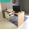 Mesa Escrivaninha Escritorio Em L 5 Nichos 1 Porta 137X136 cm Carvalho Branco Artany