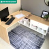 Mesa Escrivaninha Escritorio Em L 5 Nichos 1 Porta 137X136 cm Carvalho Branco Artany