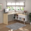 Mesa Escrivaninha Escritorio Em L 5 Nichos 1 Porta 137X136 cm Carvalho Branco Artany