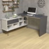 Mesa Escrivaninha Escritorio Em L 5 Nichos 1 Porta 137X136 cm Grafito Branco Artany