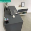 Mesa Escrivaninha Escritorio Em L 5 Nichos 1 Porta 137X136 cm Grafito Branco Artany